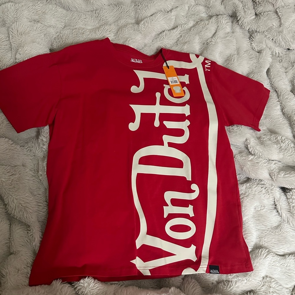 Von Dutch Red Tee with Off White Logo